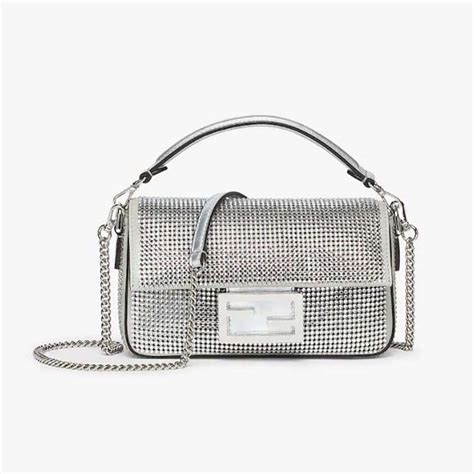 fendi mini baguette silver|Fendi mini shopper.